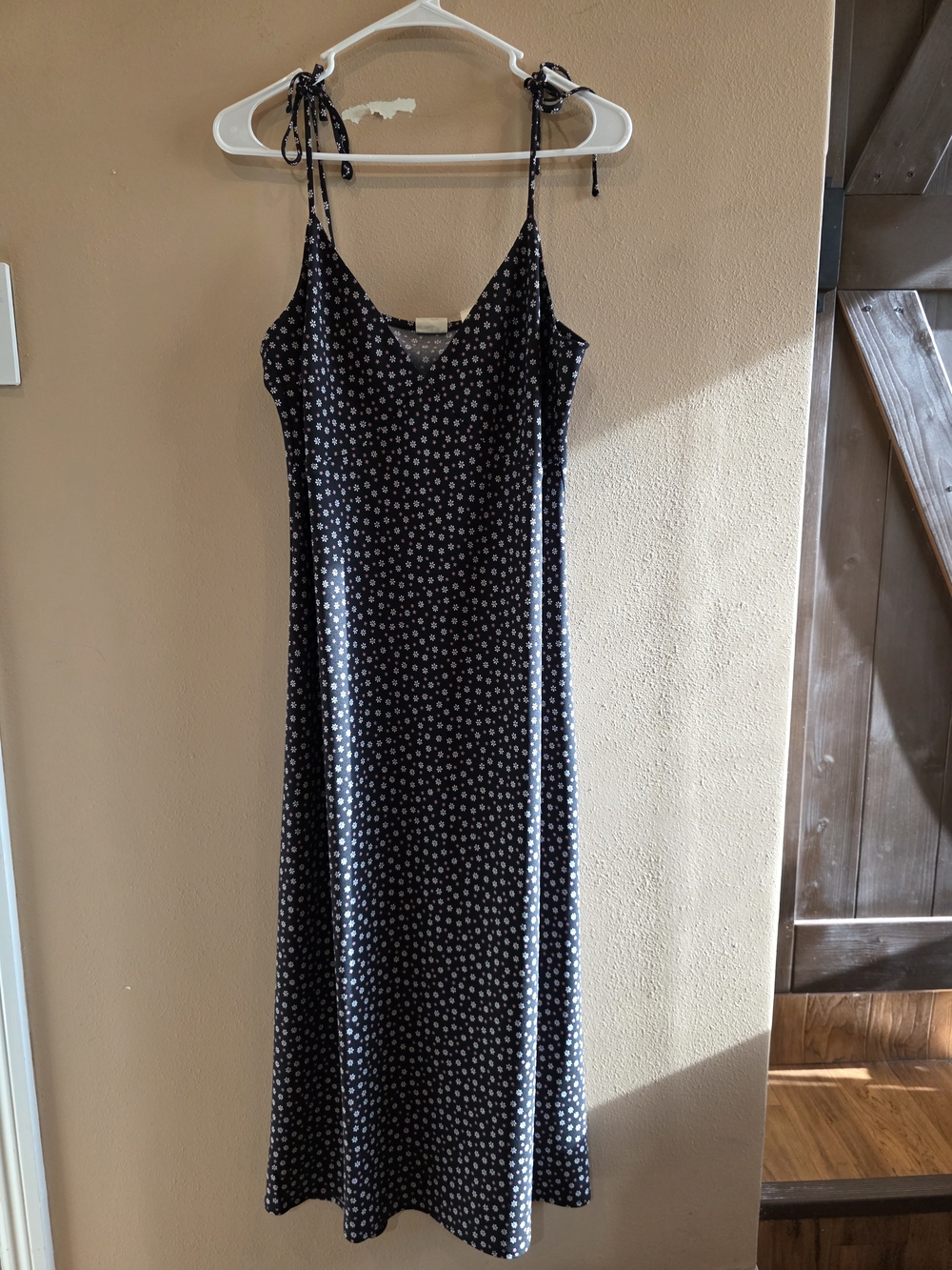 Levi's Black Floral Slip Dress with Tie Straps Size L